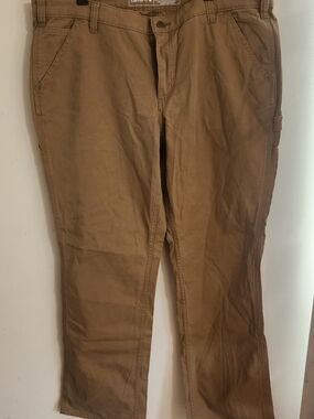NWT Carhartt Rugged Flex Loose Fit Canvas Work Pants Carh Brown Size 18